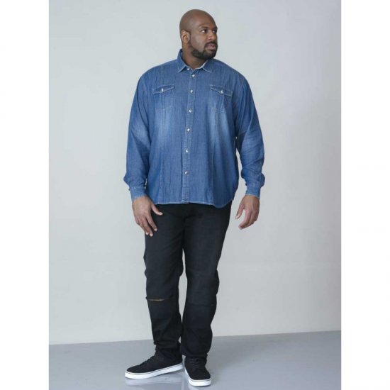 D555 Adcock Long Sleeve Vintage Denim Shirt - Skjorter - Store skjorter - 2XL-8XL