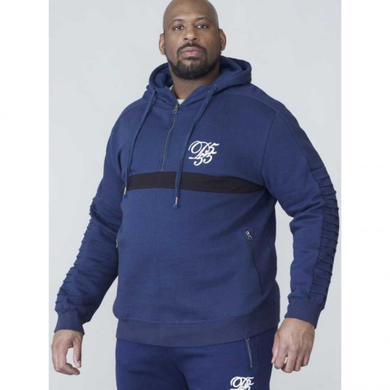 D555 Sergio Half Zip Hoodie Navy - Gensere og hettegensere - Store hettegensere - 2XL-14XL