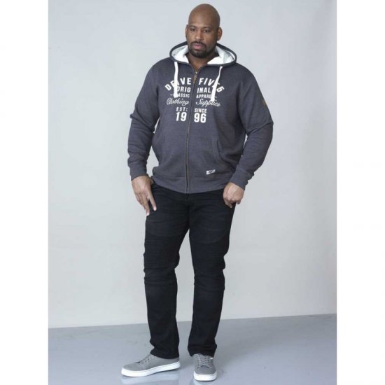 D555 Vadal Full Zip Hoodie Charcoal - Gensere og hettegensere - Store hettegensere - 2XL-14XL