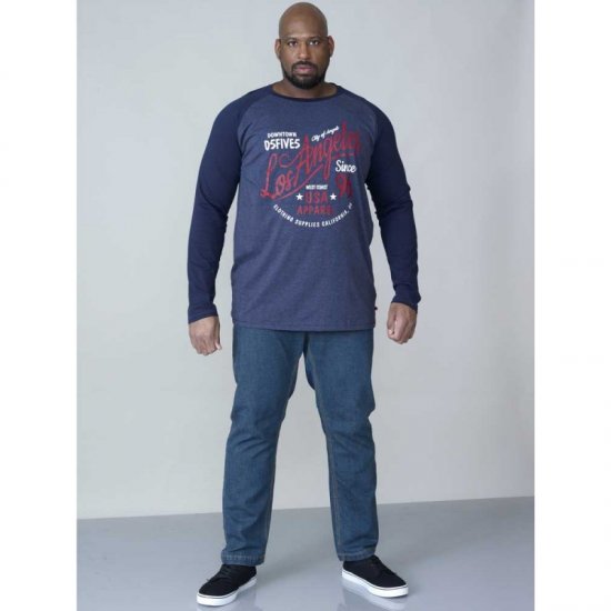 D555 Neill Long Sleeve T-shirt Navy - T-skjorter - Store T-skjorter - 2XL-14XL