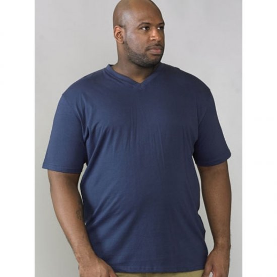 D555 Signature V-hals T-skjorte Mørkeblå - T-skjorter - Store T-skjorter - 2XL-14XL