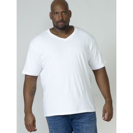 D555 Signature V-hals T-skjorte Hvit - T-skjorter - Store T-skjorter - 2XL-14XL