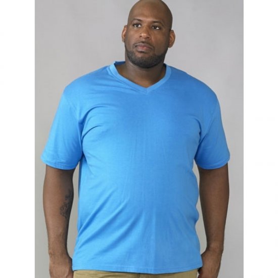 D555 Signature V-hals T-skjorte Blå - T-skjorter - Store T-skjorter - 2XL-14XL