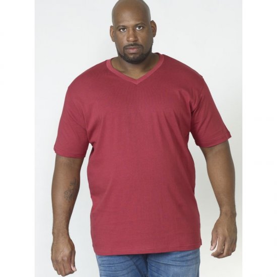 D555 Signature V-hals T-skjorte Rød - T-skjorter - Store T-skjorter - 2XL-14XL