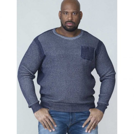 D555 Bryson Crewneck Sweater with Pocket Navy - Gensere og hettegensere - Store hettegensere - 2XL-14XL