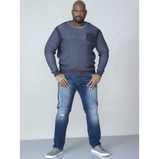 D555 Bryson Crewneck Sweater with Pocket Navy - Gensere og hettegensere - Store hettegensere - 2XL-14XL