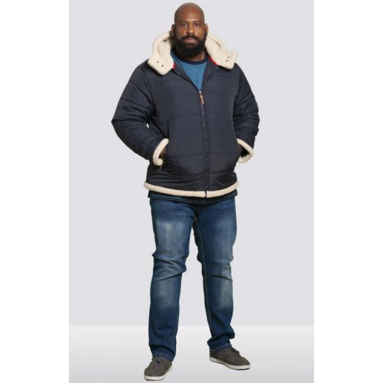 D555 Hudson Hooded Puffer Jacket Navy - Jakker - Store jakker - 2XL-12XL