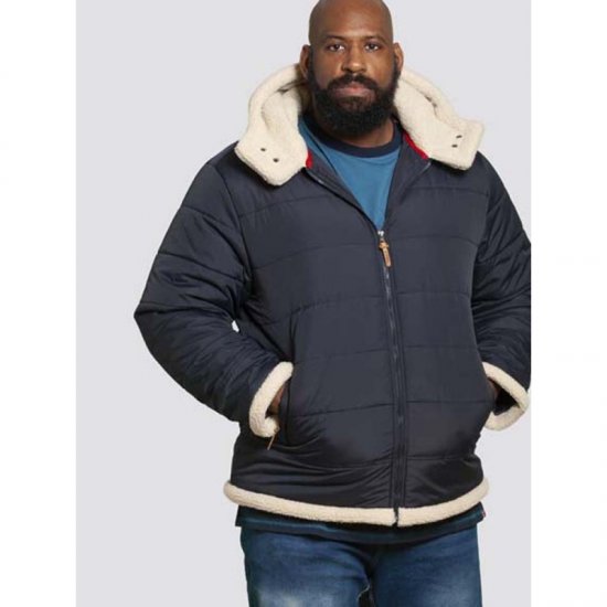 D555 Hudson Hooded Puffer Jacket Navy - Jakker - Store jakker - 2XL-12XL