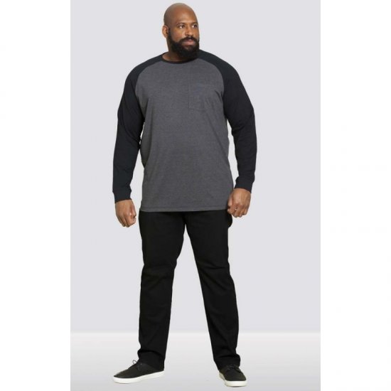D555 Illinois Long Sleeve T-shirt Charcoal - T-skjorter - Store T-skjorter - 2XL-14XL