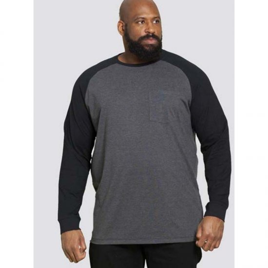 D555 Illinois Long Sleeve T-shirt Charcoal - T-skjorter - Store T-skjorter - 2XL-14XL