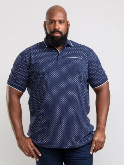 D555 Rogers Printed Polo Navy - Polo- & piqueskjorter - Poloskjorte i store størrelser - 2XL-8XL