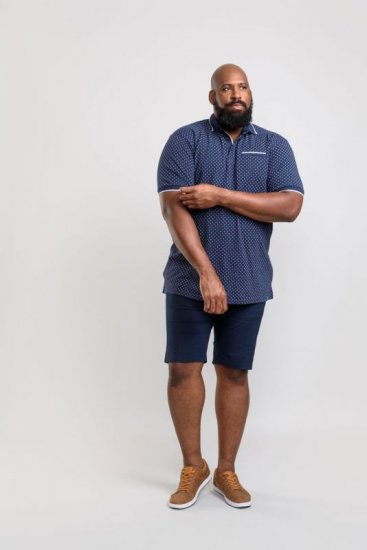 D555 Rogers Printed Polo Navy - Polo- & piqueskjorter - Poloskjorte i store størrelser - 2XL-8XL