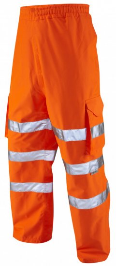 Leo Instow Breathable Executive Cargo Rain pants Hi-Vis Orange - Arbeidsklær - Arbeidsklær i store størrelser
