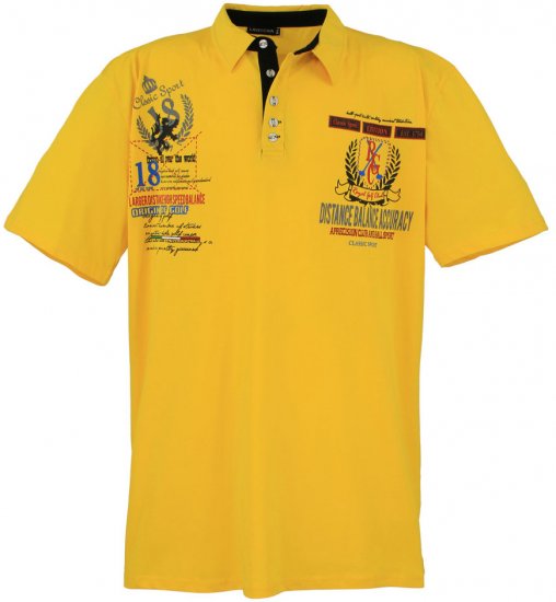 Lavecchia 2038 Printed Jersey Poloshirt Yellow - Polo- & piqueskjorter - Poloskjorte i store størrelser - 2XL-8XL