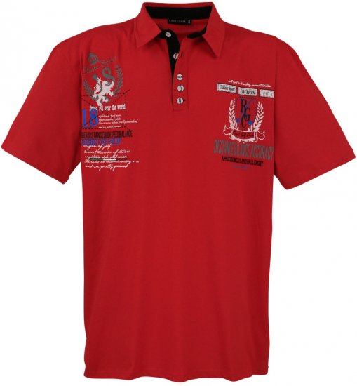 Lavecchia 2038 Printed Jersey Poloshirt Red - Polo- & piqueskjorter - Poloskjorte i store størrelser - 2XL-8XL