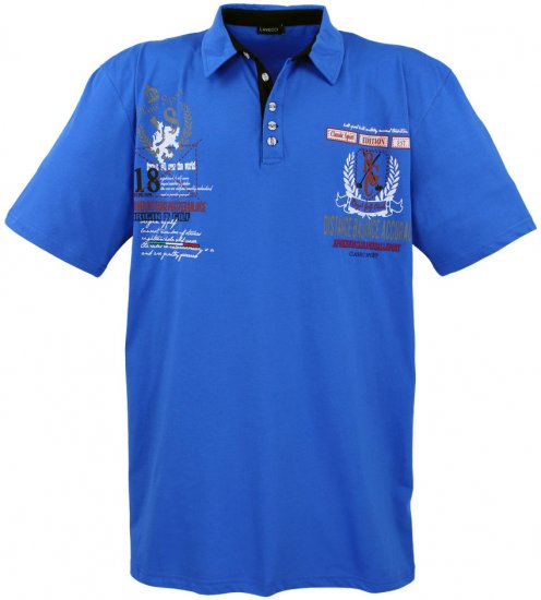 Lavecchia 2038 Printed Jersey Poloshirt Royal Blue - Polo- & piqueskjorter - Poloskjorte i store størrelser - 2XL-8XL