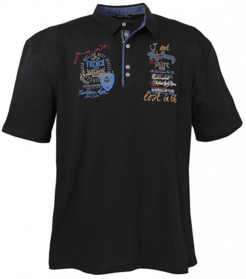 Lavecchia 3101 Printed Jersey Poloshirt Black - Polo- & piqueskjorter - Poloskjorte i store størrelser - 2XL-8XL