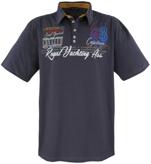 Lavecchia 4688 Printed Jersey Poloshirt Charcoal - Polo- & piqueskjorter - Poloskjorte i store størrelser - 2XL-8XL