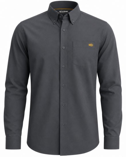 Motley Denim Lisbon Long Sleeve Shirt Charcoal - Skjorter - Store skjorter - 2XL-8XL