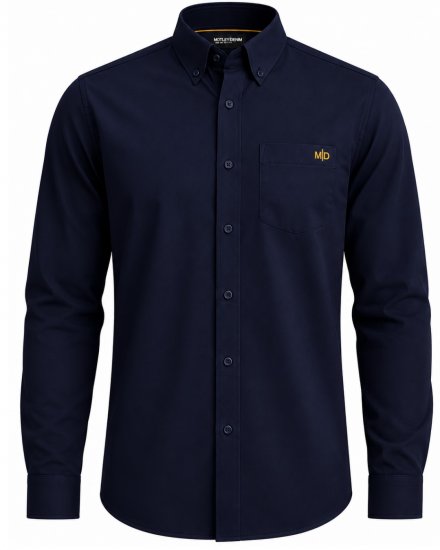 Motley Denim Lisbon Long Sleeve Shirt Navy - Skjorter - Store skjorter - 2XL-8XL
