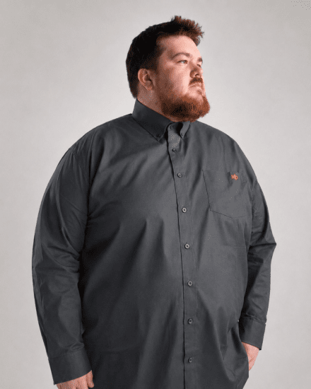Motley Denim Lisbon Long Sleeve Shirt Charcoal - Skjorter - Store skjorter - 2XL-8XL