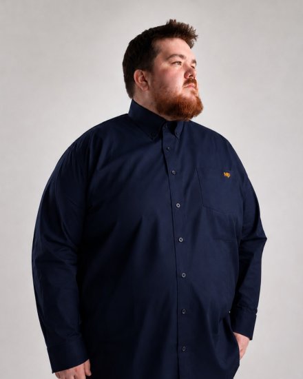 Motley Denim Lisbon Long Sleeve Shirt Navy - Skjorter - Store skjorter - 2XL-8XL