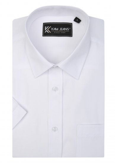 Kam Jeans 6283 Casual SS Herringbone Shirt White - Skjorter - Store skjorter - 2XL-8XL