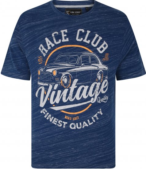 Kam Jeans 5740 Race Club Injected Marl Tee Indigo - T-skjorter - Store T-skjorter - 2XL-14XL