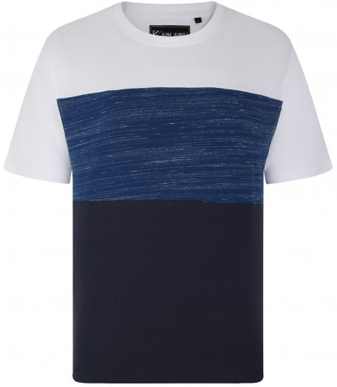 Kam Jeans 5739 Contrast Panel Cut & Saw T-Shirt Navy - T-skjorter - Store T-skjorter - 2XL-14XL