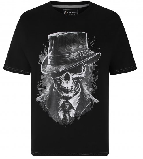 Kam Jeans 5734 Gentleman Skull Printed Black - T-skjorter - Store T-skjorter - 2XL-14XL