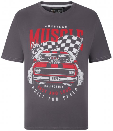 Kam Jeans 5732 Amercian Muscle Print T-Shirt Slate - T-skjorter - Store T-skjorter - 2XL-14XL
