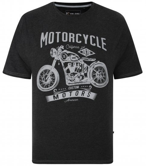 Kam Jeans 5730 Motor Cycle Print T-Shirt Charcoal - T-skjorter - Store T-skjorter - 2XL-14XL