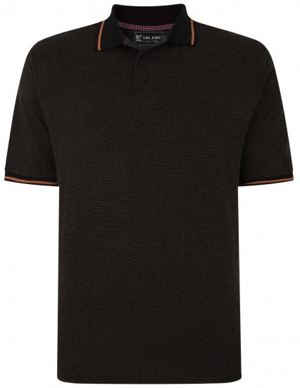Kam Jeans 5486 Dobby Print Jersey Polo Black - Polo- & piqueskjorter - Poloskjorte i store størrelser - 2XL-8XL