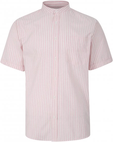 Kam Jeans 6288 Grandad Stripe Short Sleeve Shirt with Collar Pink - Skjorter - Store skjorter - 2XL-8XL