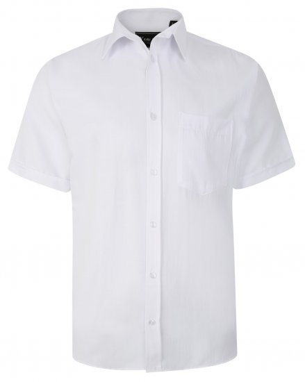 Kam Jeans 6283 Casual SS Herringbone Shirt White - Skjorter - Store skjorter - 2XL-8XL