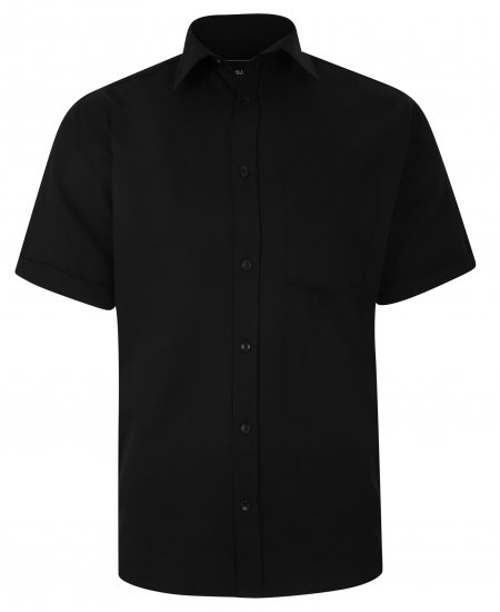 Kam Jeans 6283 Casual SS Herringbone Shirt Black - Skjorter - Store skjorter - 2XL-8XL