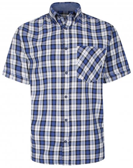 Kam Jeans 6286 Casual SS Check Shirt Blue - Skjorter - Store skjorter - 2XL-8XL