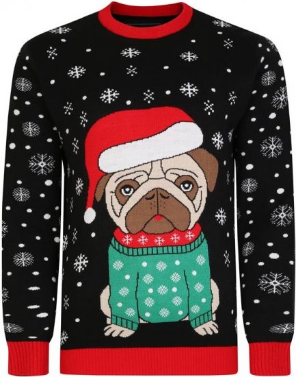 Kam Jeans X024 Bulldog Santa Xmas Sweatshirt Black - Gensere og hettegensere - Store hettegensere - 2XL-14XL