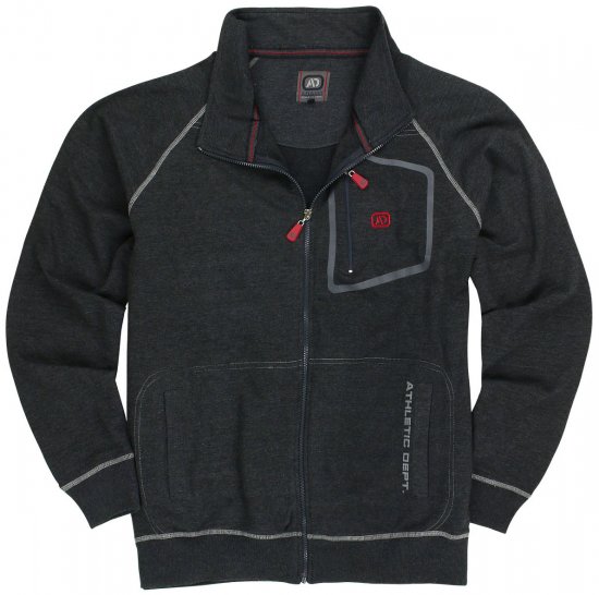 Adamo Manuel Sweatshirt with Zipper Charcoal - Gensere og hettegensere - Store hettegensere - 2XL-14XL