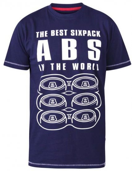 D555 Marco Best Sixpack Abs Crew Neck Printed T-Shirt Navy - T-skjorter - Store T-skjorter - 2XL-14XL