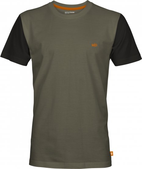 Motley Denim Granada Black Short Sleeved T-Shirt Dark Khaki - T-skjorter - Store T-skjorter - 2XL-14XL