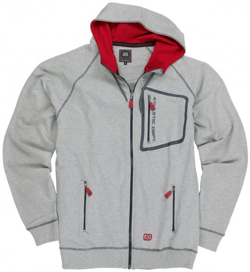 Adamo Michael Hoodie with Zipper Grey - Gensere og Hettegensere - Store hettegensere - 2XL-14XL
