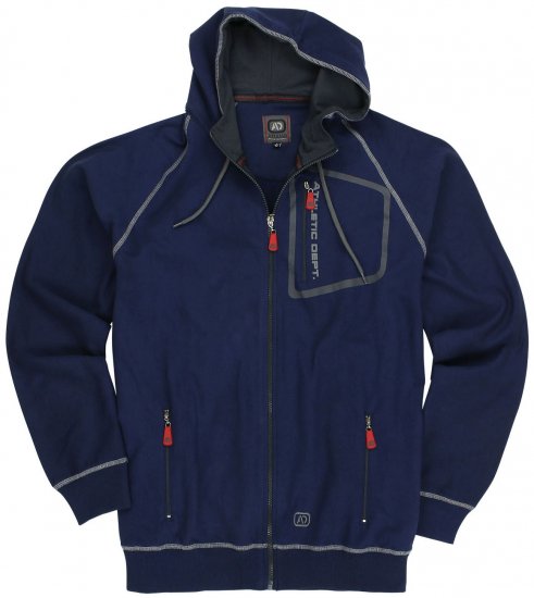 Adamo Michael Hoodie with Zipper Navy - Gensere og hettegensere - Store hettegensere - 2XL-14XL