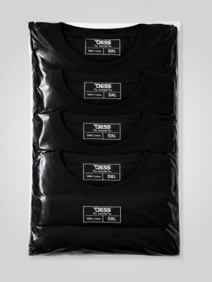 D555 Smartly T-skjorte med rund hals Svart 5-pakning - T-skjorter - Store T-skjorter - 2XL-14XL