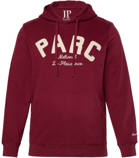 JP1880 Hoodie with Embroidery Aubergine Tall - HERREKLÆR MT-6XLT - Klær for høye menn