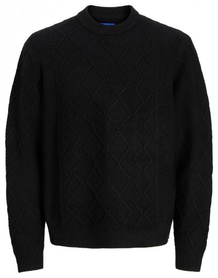 Jack & Jones Cambridge Cable Knit Sweater Black - Gensere og hettegensere - Store hettegensere - 2XL-14XL