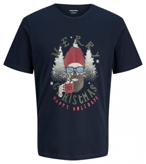 Jack & Jones Noel Merry Christmas T-Shirt Navy - T-skjorter - Store T-skjorter - 2XL-14XL
