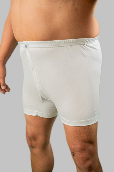 20 Nodi Combed Cotton Jersey Boxer with Front Button Fly White - Undertøy & badetøy - Undertøy store størrelser 