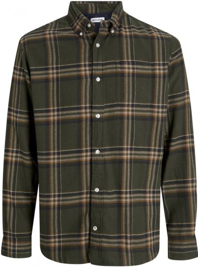 Jack & Jones Classic Flannel Long Sleeve Shirt Green - Skjorter - Store skjorter - 2XL-8XL