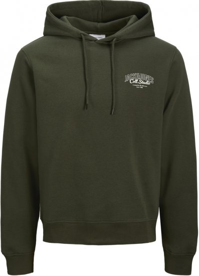 Jack & Jones Makoto Hoodie Small Print Green - Gensere og hettegensere - Store hettegensere - 2XL-14XL